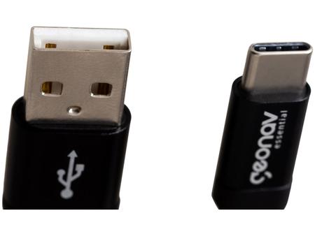 Geonav Cabo USB-C (tipo C) para USB, nylon trançado, 1MT, ESC05, Preto