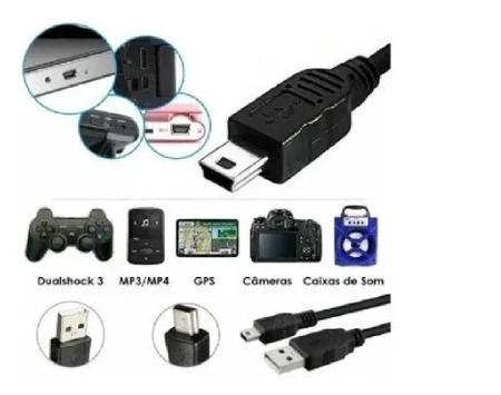 Imagem de Cabo USB X Mini USB (V3) Com 1 MT Carregamento Rápido Caixa Caixinha De Som