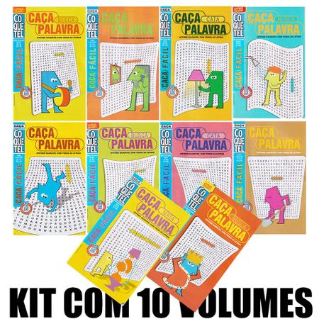 Imagem de Caça Palavras Fácil Coquetel Kit 10 Volumes 50 Páginas