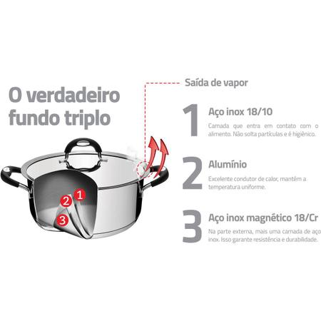 Imagem de Caçarola Tramontina Indução 24cm Duo Silicone Inox 6 Litros