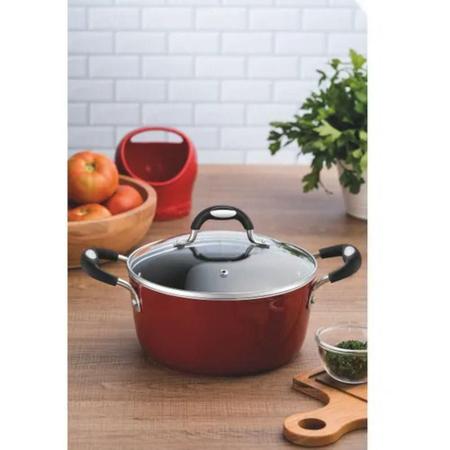 Caçarola Tramontina Mônaco Antiaderente 22cm 3,5L Vermelha Imagem de Caçarola Tramontina Mônaco Antiaderente 22cm 3,5L Vermelha