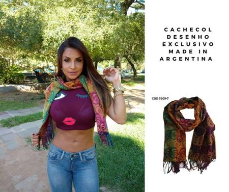 Imagem de Cachecol Echarpe Pashiminas Xale Argentina Estampado Miss