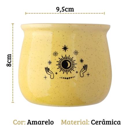 Imagem de Cachepot Estrelas Cerâmica Amarelo Esmaltado Decoração Suculentas