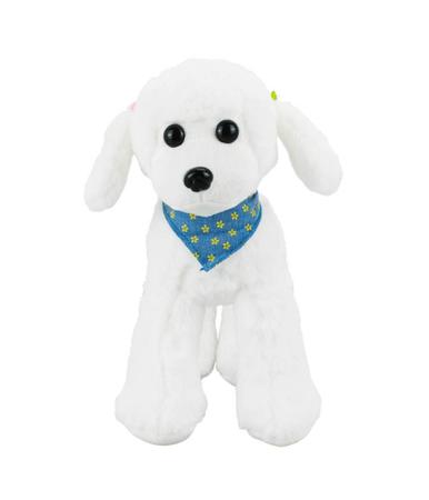 Imagem de Cachorro Branco Poodle Bandana 30Cm - Pelúcia