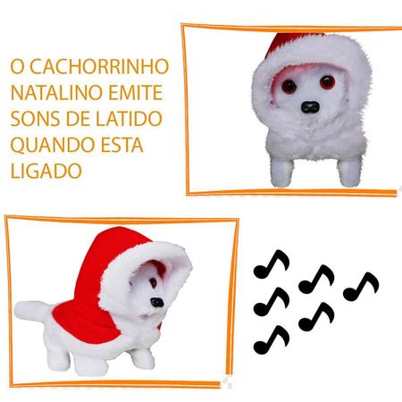 Imagem de Cachorro Musical Pelúcia Natal 13 cm - Roupa Papai Noel