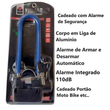 Imagem de Cadeado Mega Proteção Kinbar para Bikes 110 dB Com Alarme 23cm