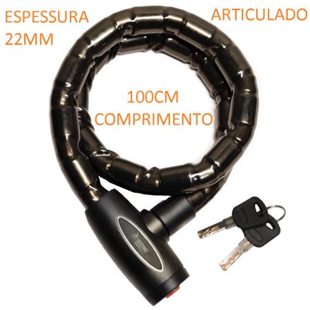 Imagem de Cadeado Trava Anti Furto Motos Bike Estepe 22mm X 100cm