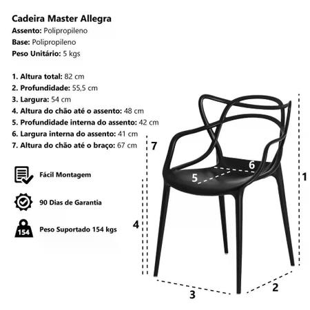 Imagem de Cadeira Allegra Solna Masters Sala Jantar Pretas Kit 2 Unid 