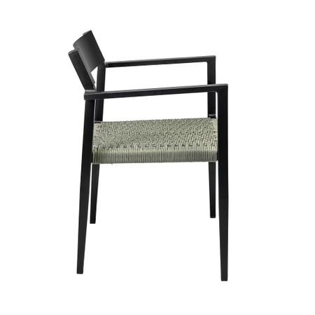 Imagem de Cadeira Área Externa com Corda Naútica Floripa Alumínio Preto/Verde G56 - Gran Belo