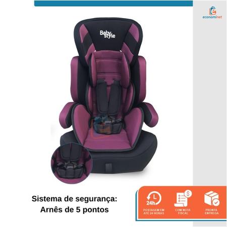 Imagem de Cadeira Automovel Carro Bebe Tx Assento Booster Elevação Infantil 2 Alturas Protetor Apoio de Cabeça 9 A 36kg Star Baby Roxo