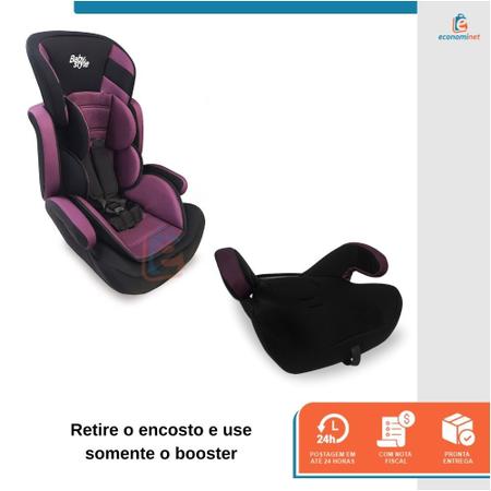 Imagem de Cadeira Automovel Carro Bebe Tx Assento Booster Elevação Infantil 2 Alturas Protetor Apoio de Cabeça 9 A 36kg Star Baby Roxo