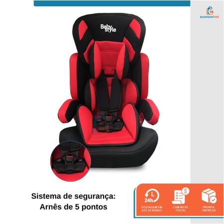 Imagem de Cadeira Automovel Carro Bebe Tx Assento Booster Elevação Infantil 2 Alturas Protetor Apoio de Cabeça 9 A 36kg Star Baby Vermelho