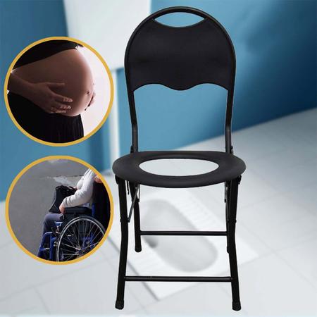 Imagem de Cadeira Banho Banheiro Assento Sanitario Vaso Idoso Gestante Cadeirante Deficientes Dobravel Resistente Portatil