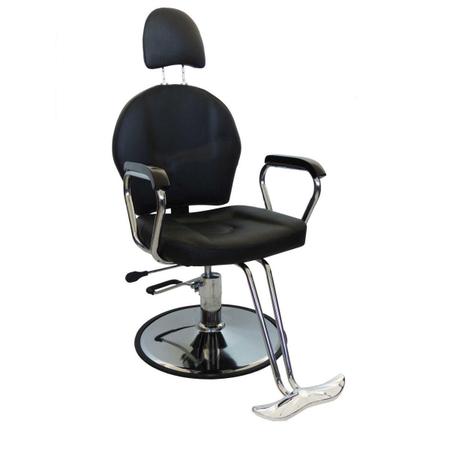 Imagem de Cadeira Barbearia Reclinável em Couro Preto Pel-036A - Pelegrin