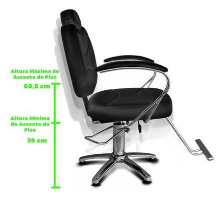 Cadeira De Barbeiro Reforçada Reclinável Preta Base Estrela Cor Preto Tipo  De Encosto Removível