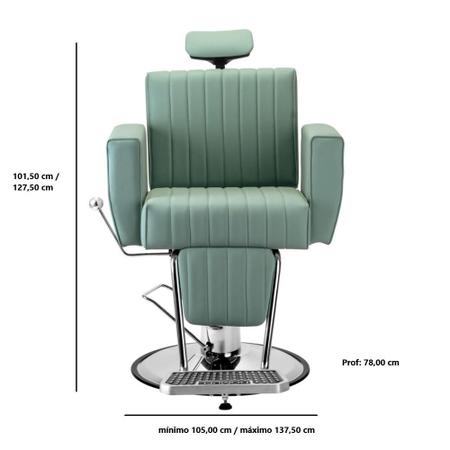 Imagem de Cadeira Cabelereiro Barbeiro Poltrona Salão de Beleza Profissional Reclinável Estofado Verde