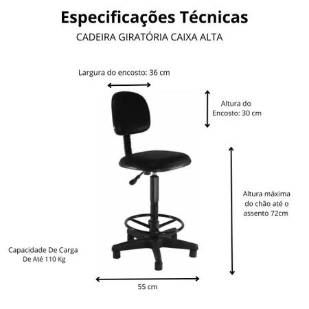 Imagem de Cadeira Caixa Alta - Balcão - Portaria - Recepção - Supermercado varias cores direto da Fábrica