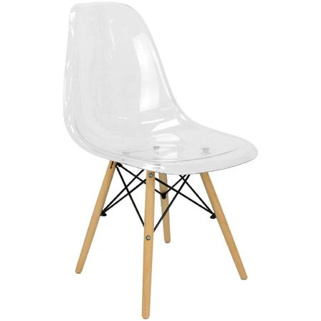 Imagem de Cadeira Charles Eames Cristal Eiffel Wood Designer Transparente