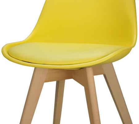 Imagem de Cadeira Charles Eames Leda Luisa Saarinen Design Wood Estofada Base Madeira - Amarela