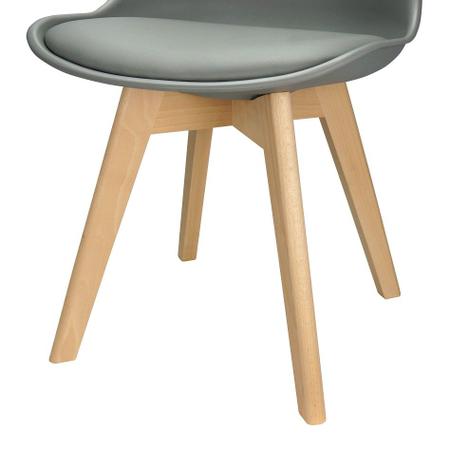 Imagem de Cadeira Charles Eames Leda Luisa Saarinen Design Wood Estofada Base Madeira - Cinza