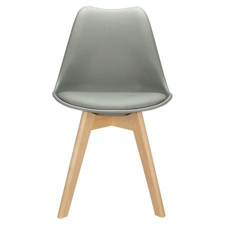 Imagem de Cadeira Charles Eames Leda Luisa Saarinen Design Wood Estofada Base Madeira - Cinza