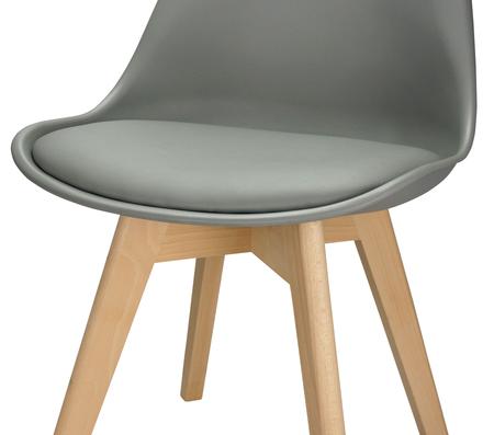 Imagem de Cadeira Charles Eames Leda Luisa Saarinen Design Wood Estofada Base Madeira - Cinza