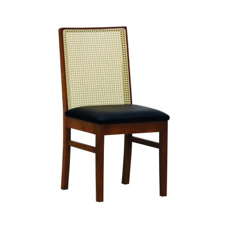 Imagem de Cadeira com Telinha Pérola Madeira Maciça e Assento Estofado - Amêndoa