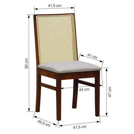 Imagem de Cadeira com Telinha Pérola Madeira Maciça e Assento Estofado - Amêndoa
