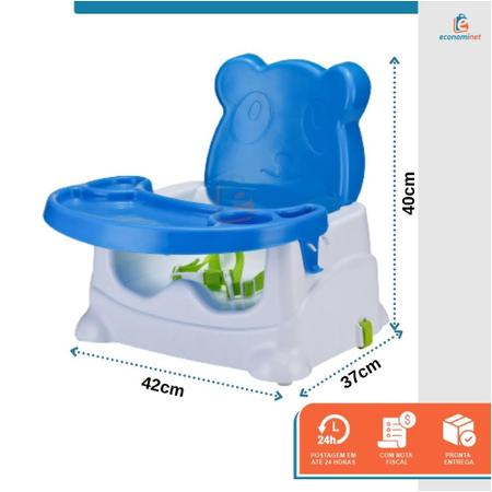 Imagem de Cadeira de Alimentação Bebê Booster Comer Refeição Cadeirinha Infantil Portátil Segurança Ursinho Azul