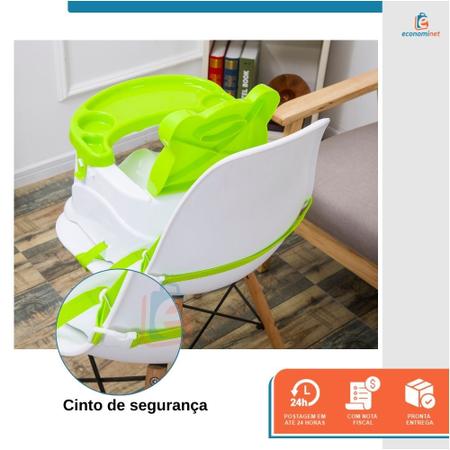 Imagem de Cadeira de Alimentação Bebê Booster Comer Refeição Cadeirinha Infantil Portátil Segurança Ursinho Verde
