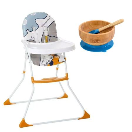 Imagem de Cadeira de Alimentação Nick Com Tigela de Bambu Ventosa Azul