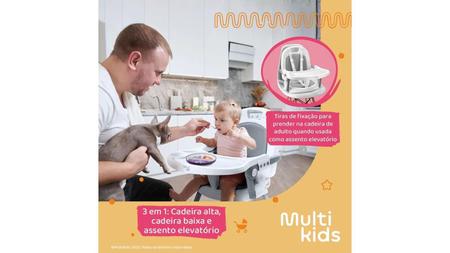 Imagem de Cadeira de Alimentação Refeição Infantil 3 em 1 Berry Alta Baixa e Assento de Elevação - Multikids