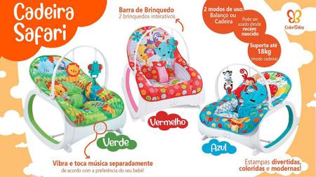 Imagem de Cadeira de Balanço P/ Pebê Color Baby Safari T9171 Até 18kg