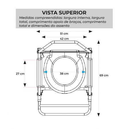 Imagem de Cadeira de Banho Higiênica Dobrável até 100 Kg D30 Dellamed