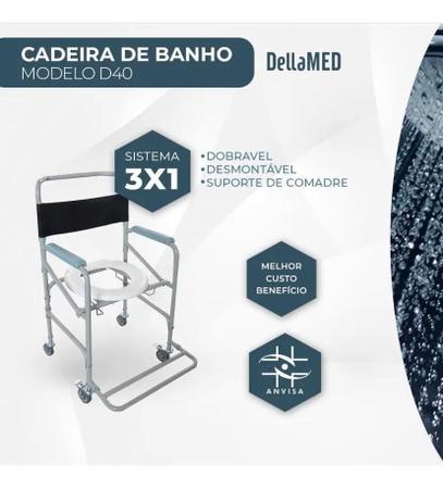 Imagem de Cadeira De Banho Idoso Dobrável Aço D40 Dellamed 100kg