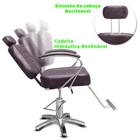 Cadeira Barbeiro Reclinável Base Estrela Preta IWCBBE