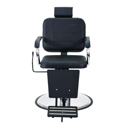 Cadeira de Barbeiro Reclinável Creta Black - Pé Redondo - Cadeira de Barbeiro  Reclinável Creta Black - Pé Redondo - Silvestre