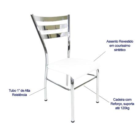 Imagem de Cadeira de COZINHA com reforço cromada assento branco - Poltronas do Sul