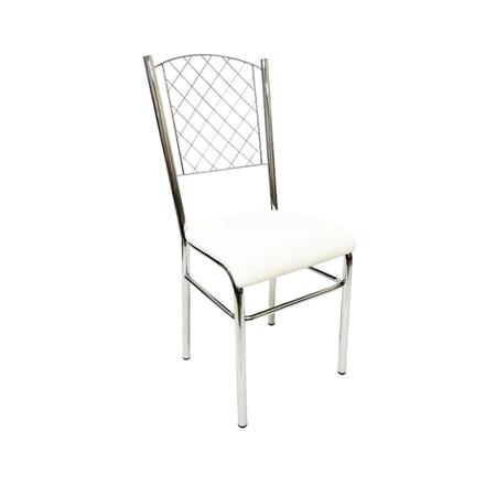 Imagem de Cadeira de Cozinha com reforço cromada encosto grade assento branco - Poltronas do Sul