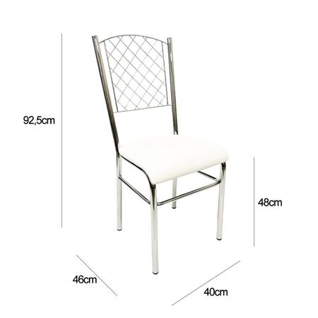 Imagem de Cadeira de Cozinha com reforço cromada encosto grade assento branco - Poltronas do Sul