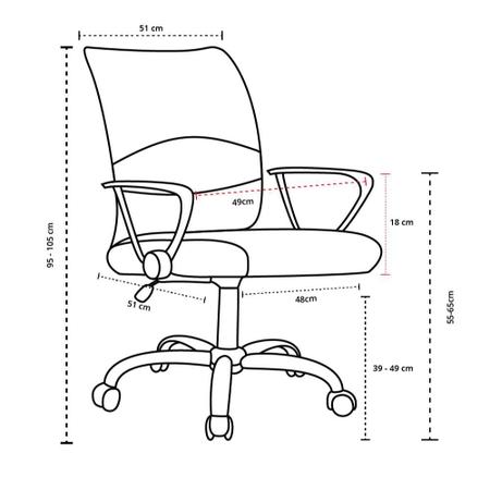 Imagem de Cadeira de Escritório Executiva Base Cromada Com Rodinha Fortt Nice Preta Vermelha - CEXF01-PV
