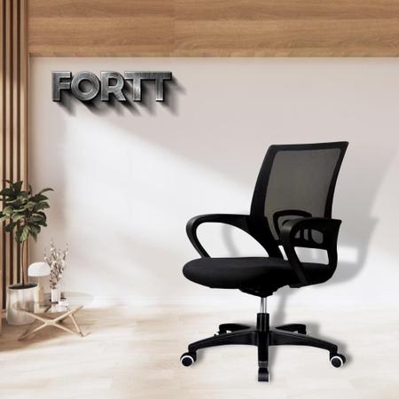Imagem de Cadeira de Escritório Secretária Base Preta com Rodinha Fortt Porto Preta - CSF01-P