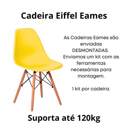 Imagem de Cadeira De Jantar Eames Para Escrivaninha Escritório Plástico Pés De Madeira Decoração Mesa - Amarela