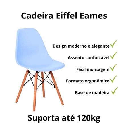 Imagem de Cadeira De Jantar Eames Para Escrivaninha Escritório Plástico Pés De Madeira Decoração Mesa - Azul