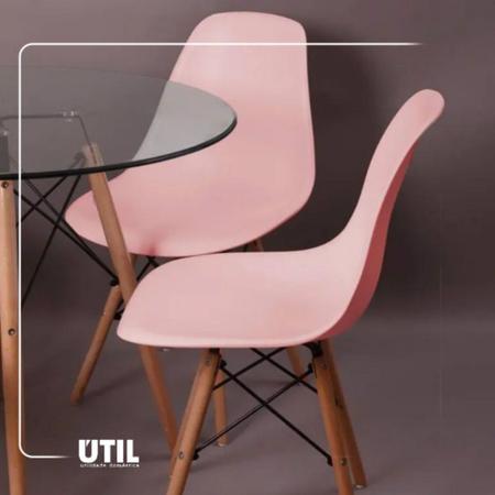 Imagem de Cadeira De Jantar Eames Para Escrivaninha Escritório Plástico Pés De Madeira Decoração Mesa - Rosa Bebê