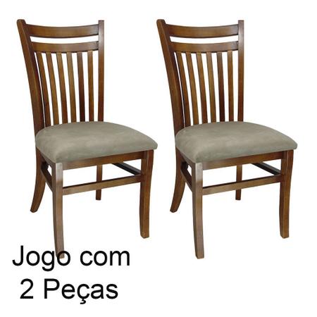 Imagem de Cadeira de Jantar Flávia Imbuia e Veludo Bege Escuro Jogo 2 Peças