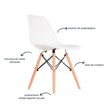 Imagem de Cadeira de Jantar Resistente Polipropileno Pés em Madeira Eames Seat&co 82x46x50cm
