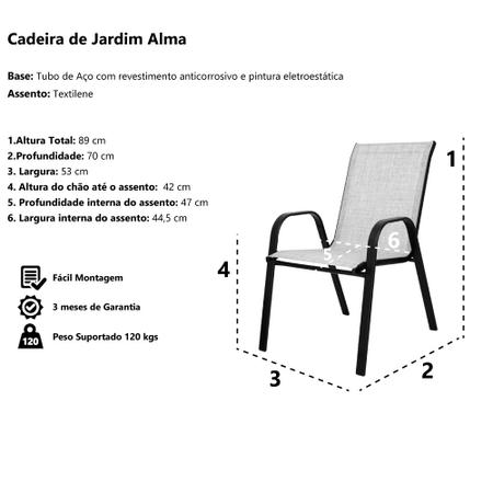 Imagem de Cadeira de jardim Alma em Aço na cor Cinza com Assento Textilene - Waw Design