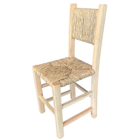 Imagem de Cadeira de Madeira com Assento e Encosto de Palha