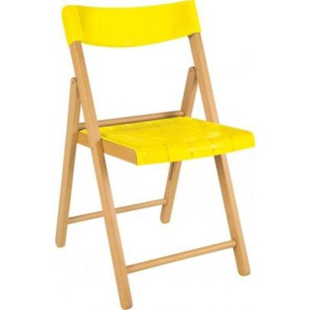 Imagem de Cadeira de madeira e plástico amarelo dobrável - Potenza - Tramontina